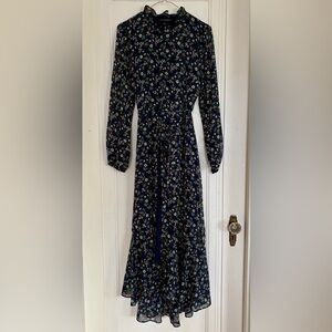 Banana Republic Floral High Neck  Long Sleeve Maxi Dress